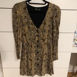 Zara TRF snake print long sleeve dress